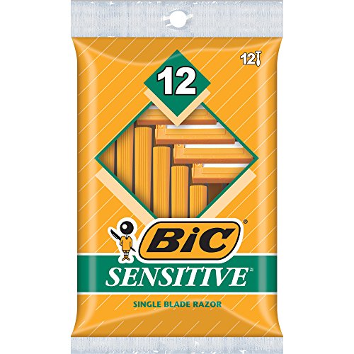 BIC Sensitive Disposable Razors for Men, Long-Lasting 1 Blade Razors for Sensitive Skin, 52 Count Shaving Razors Assorted