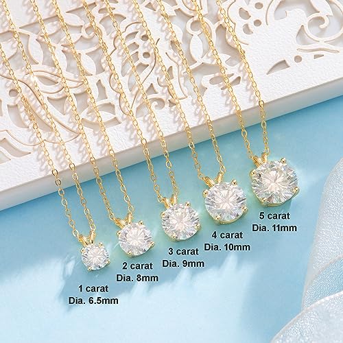 SecreTalk 1-5CT Moissanite Pendant Necklace for Women, 4-Prong 18K White Gold Plated Silver D Color Ideal Cut Diamond Necklace with Certificate of Authenticity (1CT, Gold Plated Silver)