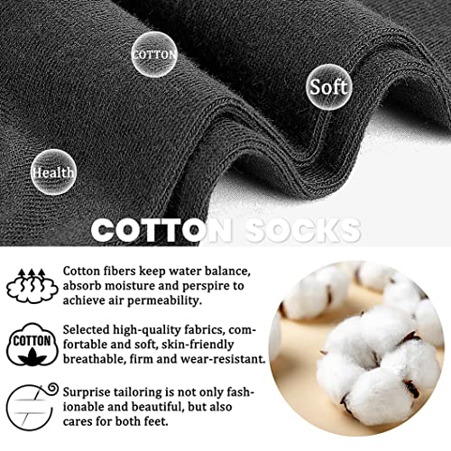 CHARMKING 8 Pairs Ankle Socks for Women Non Slip Cotton Socks No Show Socks Classic Low Cut Casual Socks (Black+White+Grey)