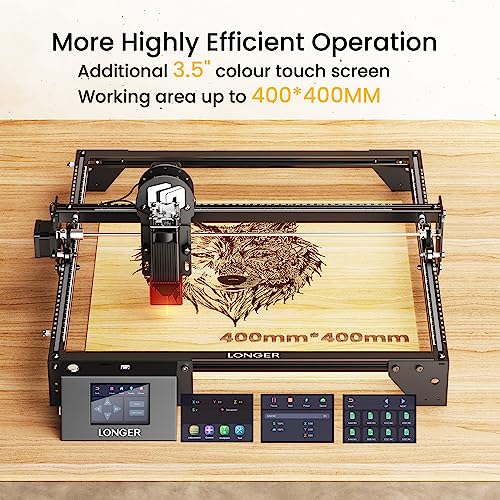 Longer RAY5 Laser Engraver, Laser Engraver 5W Output Power, 3.5” Color Touch Screen, App Offline Control, DIY Engraver Tool for Metal/Glass/Wood Engraving Area 15.75"x15.75"