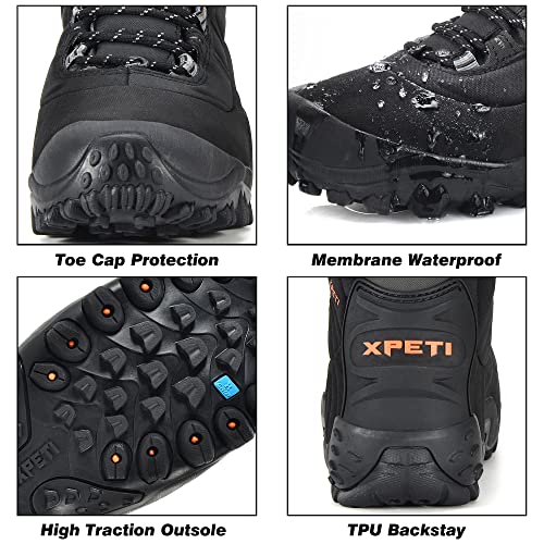XPETI Hiking Boot Women Non-slip Winter Shoes for Women Gray/Sky Blue 10