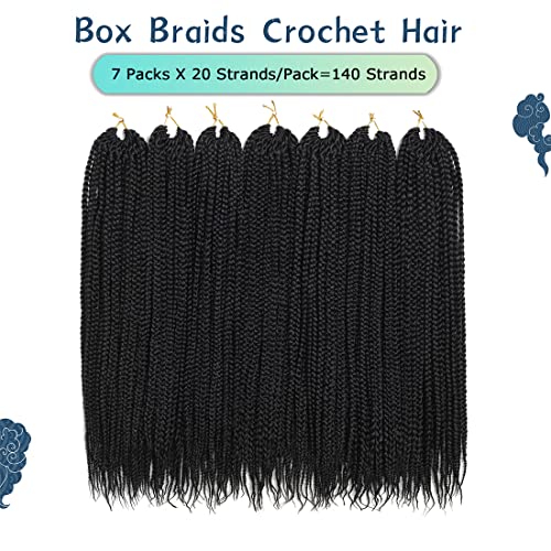 Crochet Box Braids Hair pre looped Goddess Box Braids Crochet Braiding Hair 7 Packs Crochet Box Braids 3x Box Braids Crochet Hair (18 inch, TGRAY)