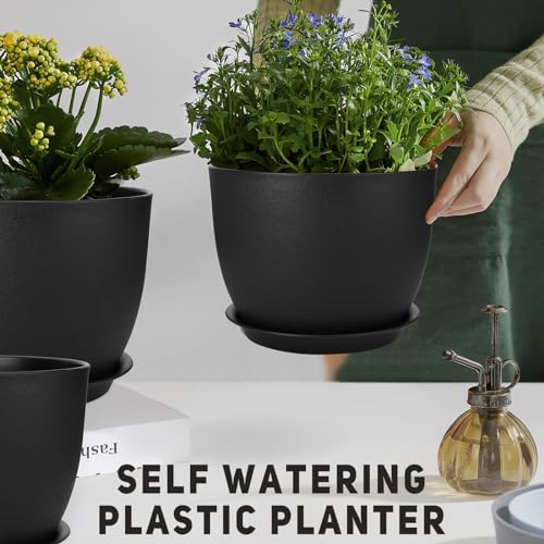 YNNICO Plant Pots 12 10 9 Inch Set of 3, Flower Pots with Multi Mesh Drainage Holes, Large Planters for Indoor Outdoor Garden Plants and Flowers