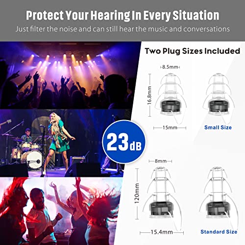 Hearprotek Concert Ear Plugs, 2Pairs Reusable high Fidelity Musician Ear Plugs for Concerts Loud Music-Noise Reduction Ear Protection earplugs for Rave,Festival,Music,Tinnitus Relief