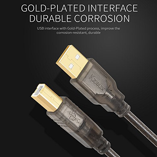 Kzeux Printer Cable USB Printer Scanner Cable 6ft High Speed A Male to B Male Cord for HP, Canon, Epson, Dell, Samsung etc