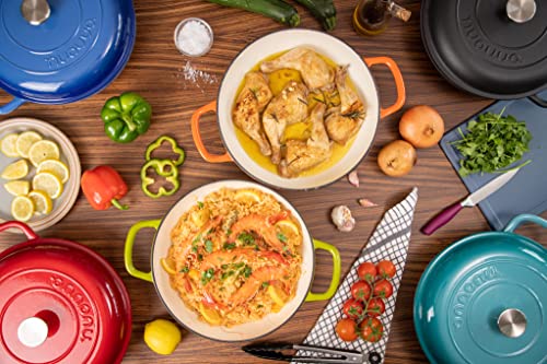 Cast Iron Dutch Oven with Lid – Non-Stick Ovenproof Enamelled Casserole Pot – Sturdy Dutch Oven Cookware – Black, 2.1-Quart, 20cm – by Nuovva