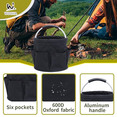 Wooha Tool Organizers Bag 17L collapsible Tool Bag Laundry Organizer Outdoor Camping Garden Harvest Basket Home Bathroom Storage Bath Wash Bag(Black)