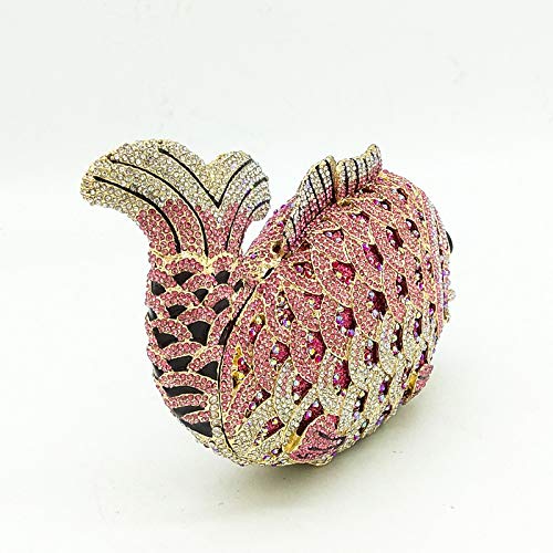 Boutique De FGG Fish Crystal Clutch Purse Formal Evening Bags Women Prom Clutch Bag Wedding Party Rhinestone Handbags,Mini,Multi Orange