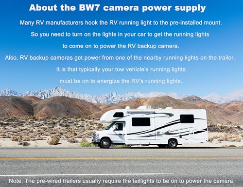ZEROXCLUB 1080P 7" Wireless RV Backup Camera System, Compatible with Furrion Pre-Wired RV Truck Trailer, DVR Monitor & IR Night Vision Rear View Camera, IP69K Waterproof, Adjustable Parking lines, BW7