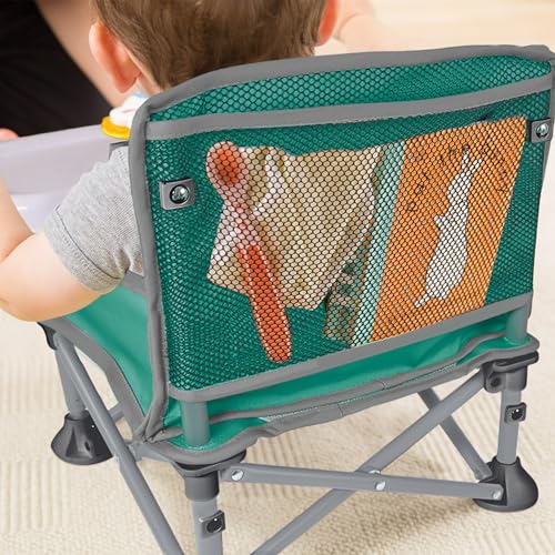 Summer by Bright Starts Pop 'N Sit Portable Booster Chair, Floor Seat, Indoor/Outdoor Use, Compact Fold, Teal, 6 Mos - 3 Yrs