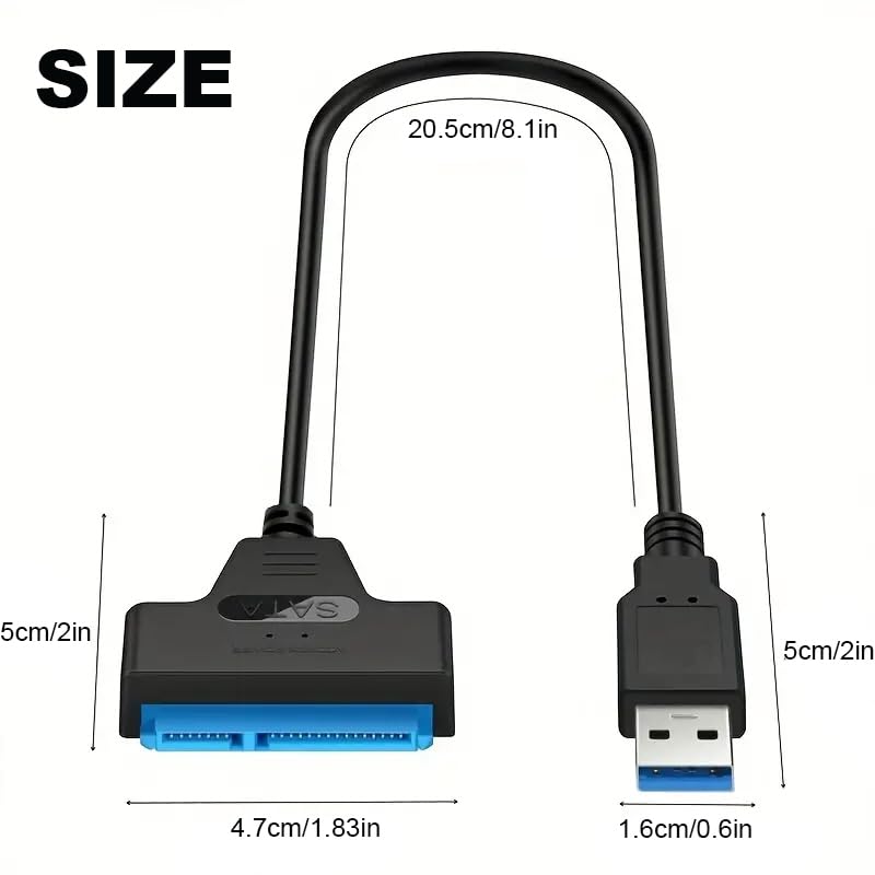 EYOOLD SATA to USB 3.0 Adapter Cable for 2.5 inch Hard Drive HDD/SSD Data Transfer, External Hard Drive Converter Support UASP (Black)