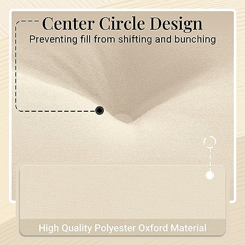 downluxe Bistro Chair Cushions for Patio Furniture, Water-Resistant Round Outdoor Chair Cushions Set of 2 with Non-Slip Ties, 15" x 15", Beige