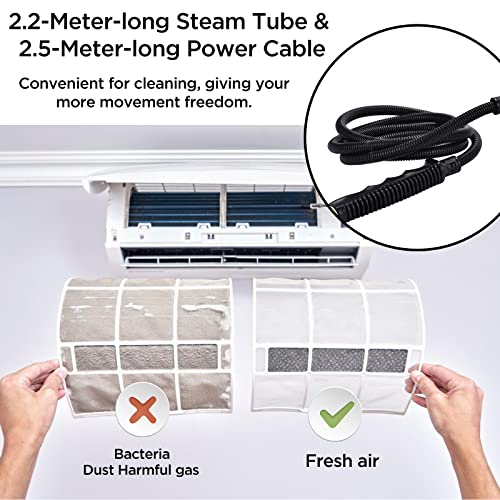 Ganggend Handheld Steam Cleaner,2500W Hand-Held High Pressure Portable Cleaning Machine with 3 Brush, High Temperature Steamer for Home Use, Kitchen, Furniture, Bathroom, Car (Red)