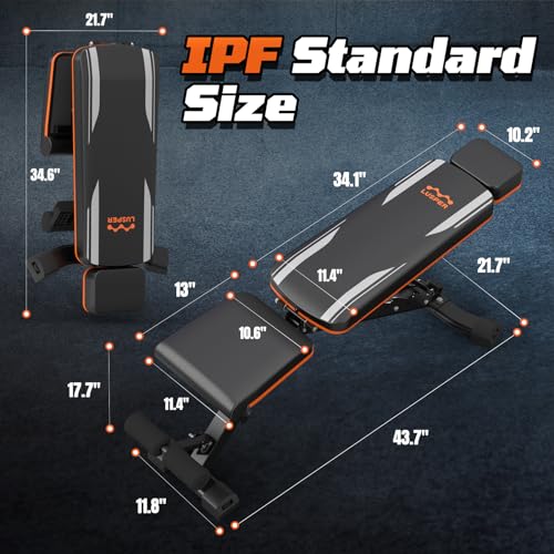 Lusper 800lb Upgraded Adjustable Weight Bench, Foldable Strength Training Bench for Full Body Workout (Black)