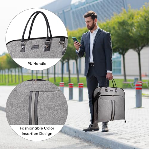 BALEINE Travel Garment Bag, Travel Suit Bag for Men, 42'' Waterproof Carry on Garment Bag for Hanging Clothes, Garment Duffel Bag for Travel Business (Beige)