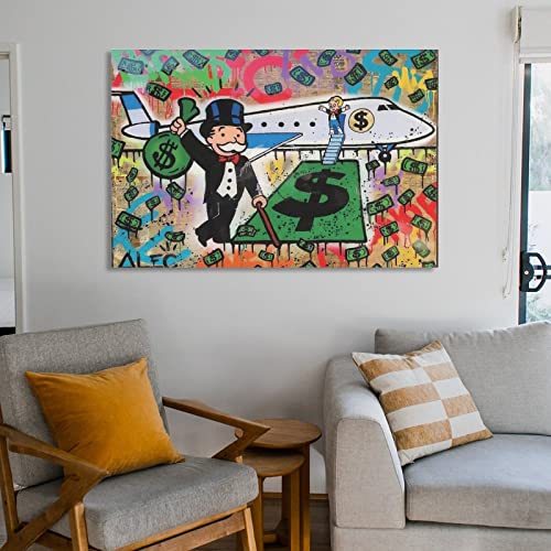 FEF Monopolysairplanefunny Cartoonand Money Poster Decorative Painting Canvas Wall Art Room Posters Office Decorations 08x12inch(20x30cm)