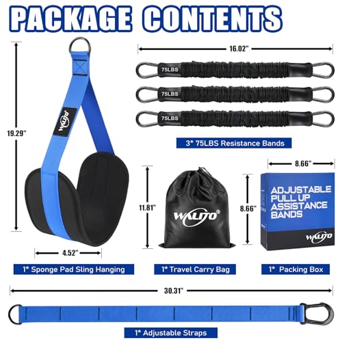 Pull Up Assistance Bands, Heavy Duty Assisted Pull Up Bands for Pull Up Assist, Adjustable Weight/Size with Fabric Feet Mats, Upgrade Pull Up Assist Bands for Strength Training