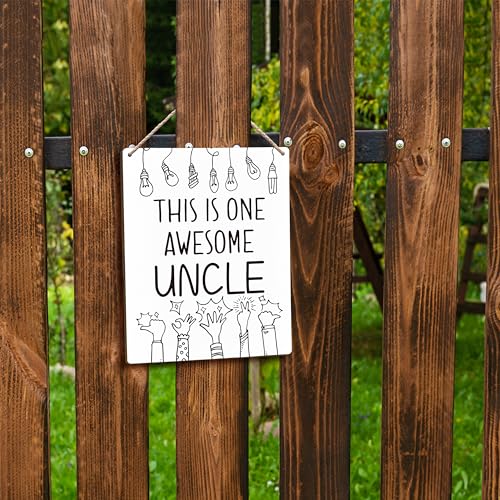 FUGWN This is One Awesome Uncle Wooden Signs 8x10, Uncle Gifts, Best Uncle Gifts, Uncle Uncles Gifts Gift from Niece Nephew, Gifts for Uncle Home Room Wall Decor