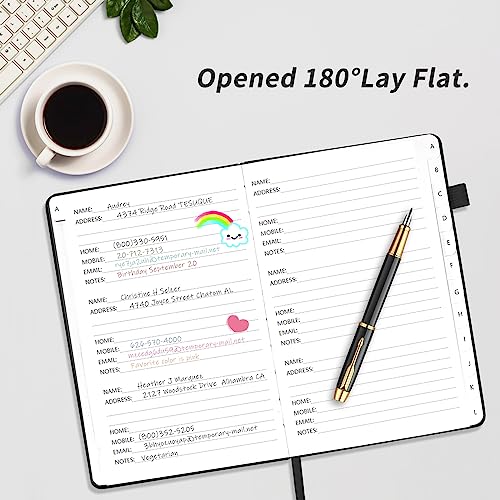 Address Book with Alphabetical Tabs, Hardcover Password Book, Small Address Organizer Keep Track of Phone Numbers, Special Days, Birthdays, Anniversaries and Notes(4.8″x 5.8″, Black)