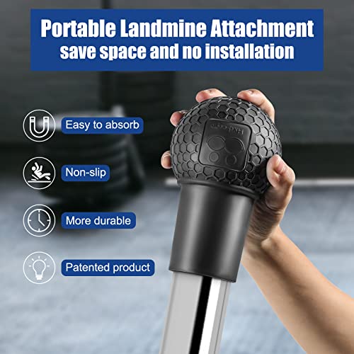 HXD-ERGO Landmine Attachment for Barbell, Barbell Bomb for Press, Row, Spin, Split Squats, Natural Rubber Barbell Landmine Attachments, T Bar Row Attachment Fits 2 Inch Olympic Bars(Black)
