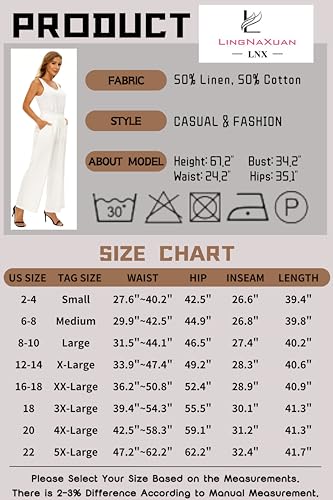 LNX Linen Pants for Women Striped High Waisted Wide Leg Drawstring Casual Loose Pants with Pockets