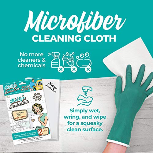 Home Spirit Molly's Marvelous Cloth, Streak-Free, Lint-Free Microfiber Cleaning Cloth, Polishing Cloth for Glass, Stainless Steel, Use for Kitchen, Bath, Cars, Detailing, Reusable (2pk, White)