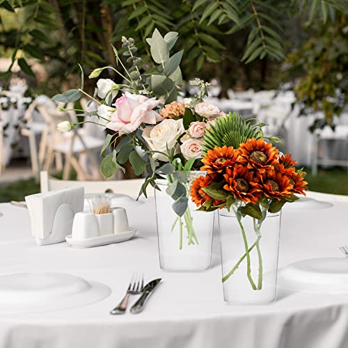 Roowest 6 Pieces Plastic Vase Acrylic Flower Square Tapered Flowers Vase Tall Centerpieces for Table Wedding Kitchen Florist Arrangements(6 x 12 Inch)