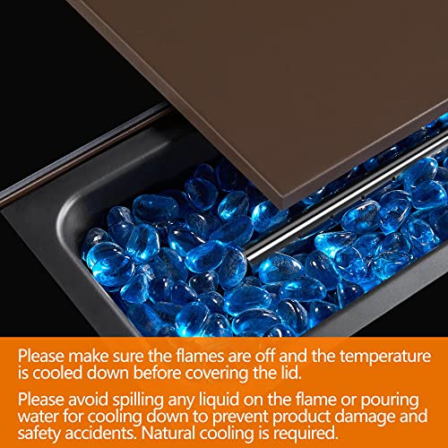 Yaheetech Propane Fire Pit 43 inch Gas Fire Pit Table 50,000 BTU Auto-Ignition 2 in 1 Gas Firepit with Ceramic Tabletop, Steel Base, Glass Fire Stones and Waterproof Cover, CSA Certification