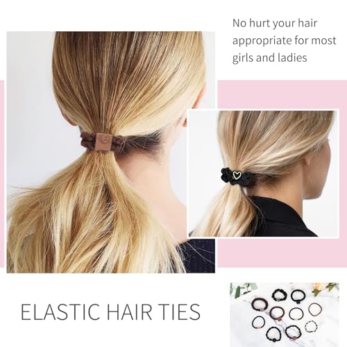 Unaone Hair Accessories Set - Elastic Hair Ties, Hair Clips, Cotton Ponytail Holders and Fashion Barrettes for Girls and Women (Pack of 25)