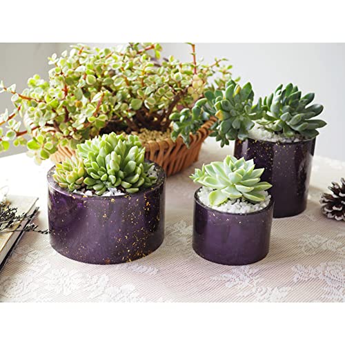 Round Plant Pot Resin Mold Silicone DIY Cylinder Resin Plant Mold for DIY Gardening Pots Craft Home Decorations