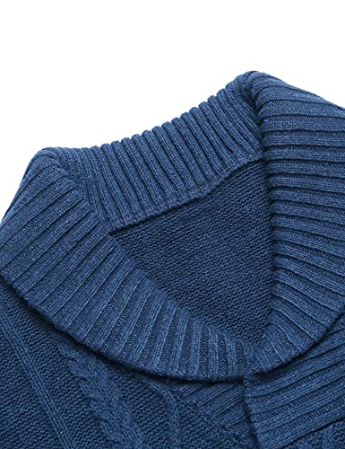 COOFANDY Men's Shawl Collar Sweaters V-Neck Relaxed Fit Cable Pullovers Brown