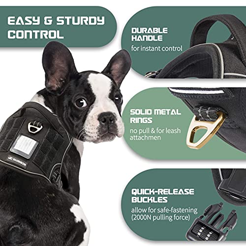 BUMBIN Tactical Dog Harness for Medium Dogs No Pull, Famous TIK Tok No Pull Dog Harness, Fit Smart Reflective Pet Walking Harness for Training, Adjustable Dog Vest Harness with Handle Pink Camo M