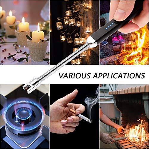 MEIRUBY 2 Pack Lighter Electric Candle Lighter Birthday Gifts for Women Mom Wife Men, Long Electronic Rechargeable USB Lighter Arc Windproof Flameless Lighters for Candle Camping BBQ