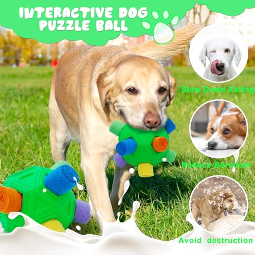 Lmhce Snuffle Ball for Dog Interactive Dog Puzzle Ball Snuffle Mat Puppy Treat Dispenser, Natural Foraging Skills Slow Feeder Training Dog Sniff Toy (Green)