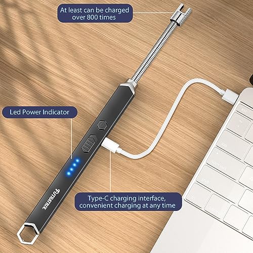 Futratrix Electronic Candle Lighter Arc Windproof Flameless USB Rechargeable Electric Lighter (2 Pack - Rose Gold&Blue/Green Gradient)