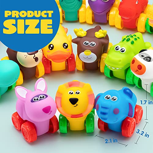 JOYIN Animal Cars, Soft Rubber Car Set Toy, Baby Mini Toy Vehicles, Bath Toy Car for Boys and Girls, Babies Christmas Birthday Gift, Summer Beach and Pool Activity, Party Favors for Kids