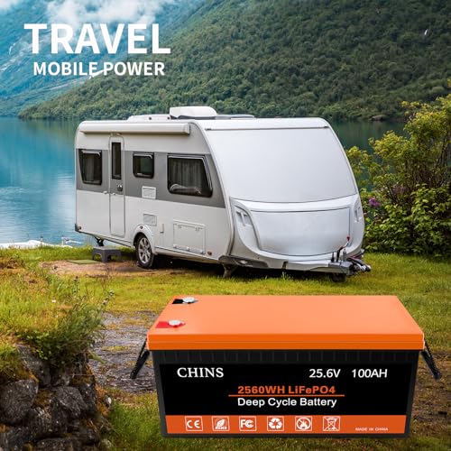 CHINS Bluetooth LiFePO4 Battery, 24V 200Ah Smart Lithium Battery | Built-in 200A BMS | 4500+ Cycles, Perfect for Golf Cart, Trolling Motor, Solar, Marine, RV, Home Energy Storage and Off-Grid etc.