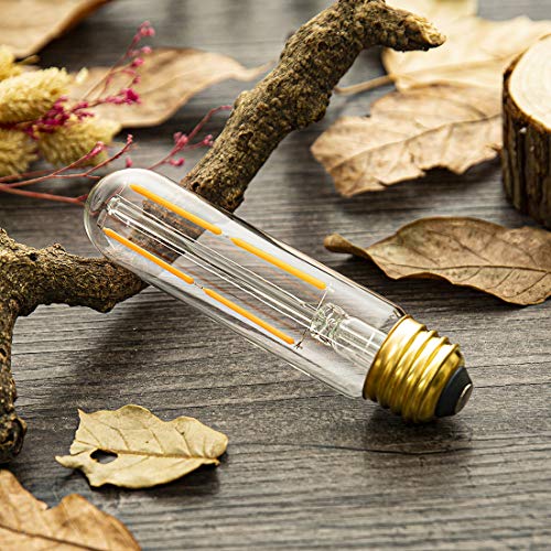 YFXRLIGHT Dimmable T10 LED Bulbs Warm White 2700K LED Tubular Edison Light Bulbs 4W Tube Vintage Led Bulbs 40 Watt Equivalent,E26 Base, LED Filament Retro Bulb for Desk Lamp, Pendant Lights,6 Pack