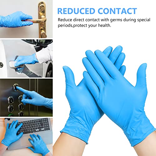 squish Disposable Gloves, Blue Vinyl Synmax Blend Exam Gloves Non Sterile, Powder Free, Latex Free - Cleaning Supplies, Kitchen and Food Safe(Pack of 100) (Blue Medium) 