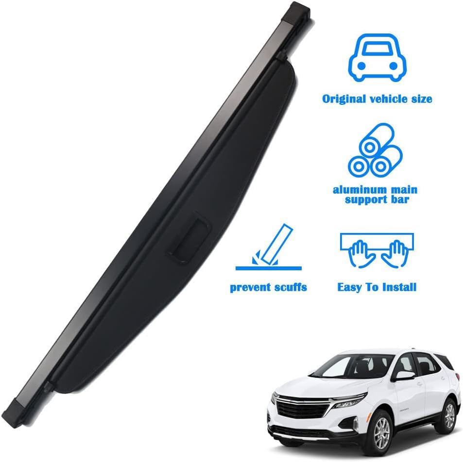 Marretoo 2018-2025 2026 for Chevy Chevrolet Equinox GMC Terrain Cargo Cover Accessories 2024 Black Retractable Trunk Cover Security Shield Shade (Not for EV)