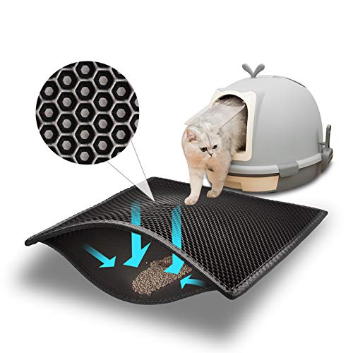 Pieviev Cat Litter Mat Double Layer Waterproof Urine Proof Trapping Mat 1 Pack (Black, 24x15 Inch (Pack of 1))