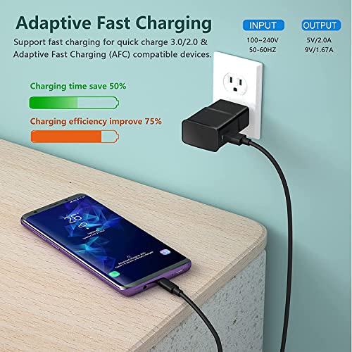 6-Pack Type C Charger Fast Charging Block, Android Phone Rapid USB Wall Charger Compatible with Samsung Galaxy S21/S20/S10/S10e/S10 Plus/S9/S9 Plus/S8/S8 Plus/S7/S6/Note 10/Note 9/Note 8,LG,HTC(Black)