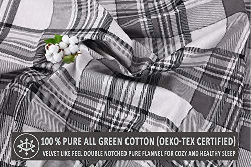 RUVANTI Flannel Sheets Twin XL Size - 100% Cotton Double Brushed Twin XL Sheet Sets, Deep Pockets 16 Inches, All Seasons Breathable & Extra Soft Bed Sheets, Warm & Cozy, 3 Piece, Grey Lining