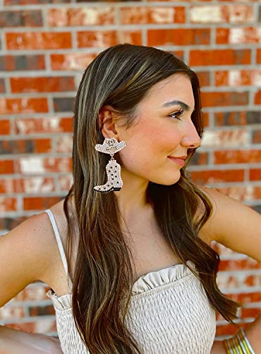 Western Cowgirl Earrings for Women Sparkle Rhinestone Cowboy Boot Hat Dangle Earrings Hypoallergenic Bachelorette Party Howdy Dangling Earrings Nashville Rodeo Country Concert Outfits for Women (cowgirl earrings A Set)