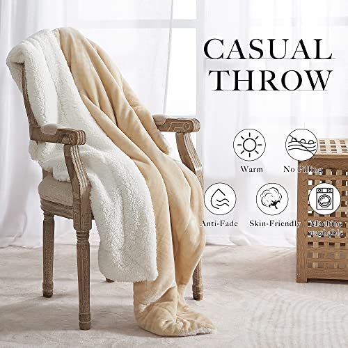 RYB HOME Green Sherpa Blanket Throw 90" x 108", King Size Super Soft Solid Reversible Velvet Blankets for Couch for Celebration Christmas, Hunter Green