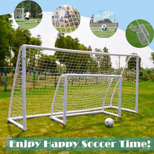 KATARUS Soccer Goal 12x6FT/10x6.5FT/8x6FT/8x5FT/6x4FT Outdoor Soccer Net Goals for Backyard with Weatherproof UPVC Frame & Ground Stakes Portable PVC Soccer Goal Post for Kids Adults & Youth Training