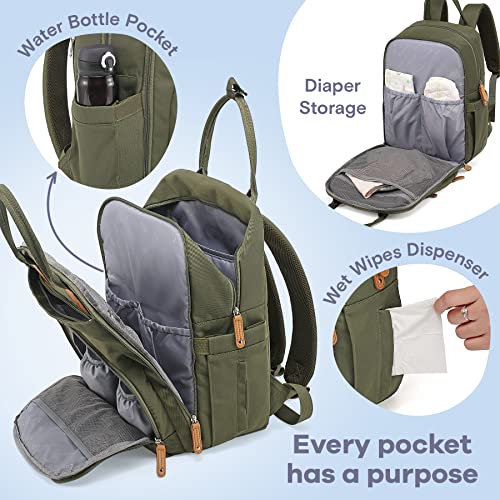 RUVALINO Diaper Bag Backpack, Multifunction Travel Pack Maternity Baby Changing Bags, Large Capacity, Waterproof, Gray