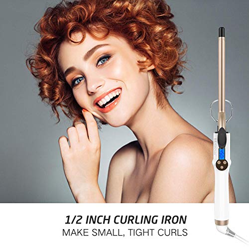 Hoson 1/2 Inch Curling Iron Professional, Ceramic Tourmaline Curl Wand Barrel, Hair Curler Iron for Long & Short Hair,Glove Include, Gold