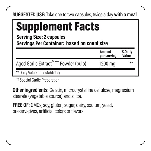 Kyolic Aged Garlic Extract Formula 200, Cardiovascular & Immune, Reserve 60 Capsules (Packaging May Vary)