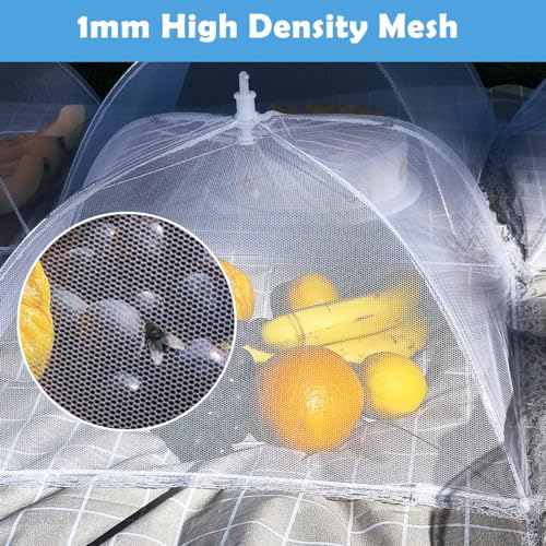 Omont Mesh Food Covers for Outside: 3 Pack 17"x17" Large Pop-Up Food Tents Umbrella Net for Outdoors, Picnic, Screen, BBQ,Reusable and Collapsible
